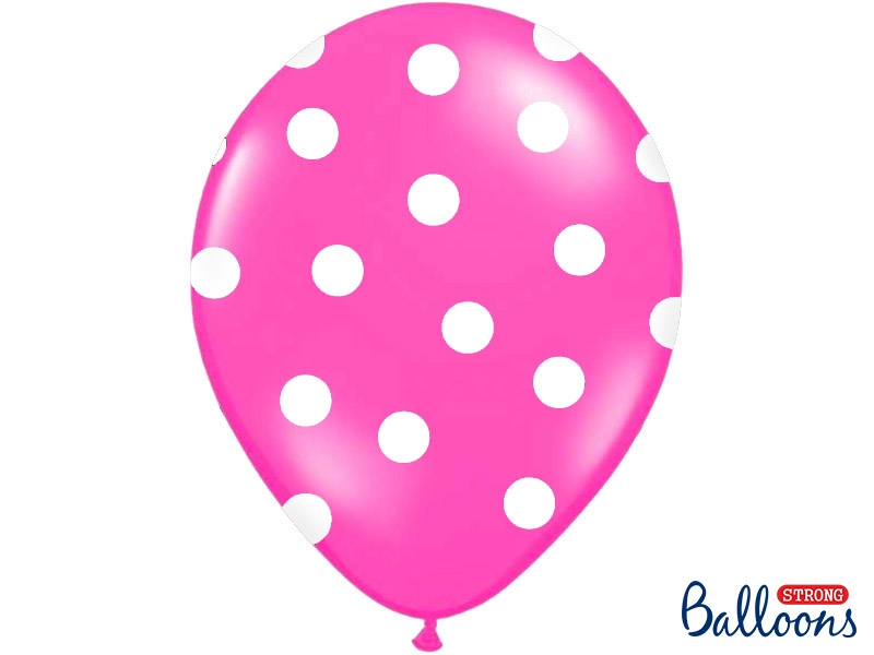 Balón ružový s bielymi bodkami 30cm