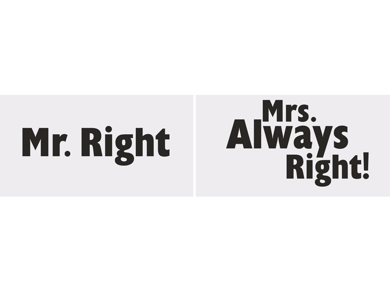 Vtipné tabuľky Mr. Right/Mrs. Always Right