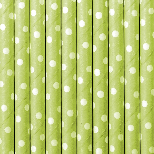 Slamky zelené s bielymi bodkami