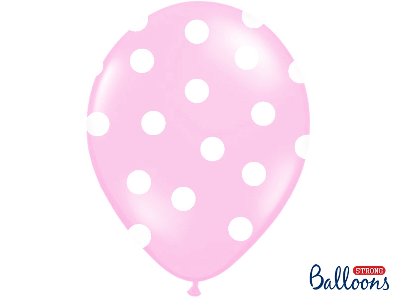 Bledoružový balón s bielymi bodkami