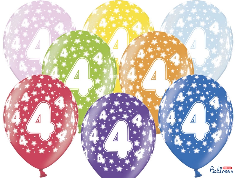 Balón narodeninový "4" 6ks