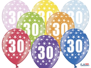 Balón narodeninový "30" 6ks