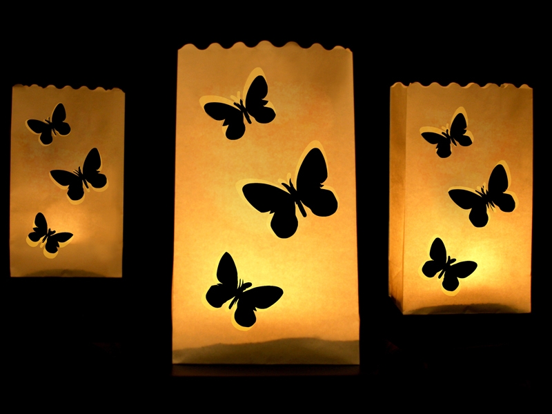 Lampión na sviečku motýliky veľký