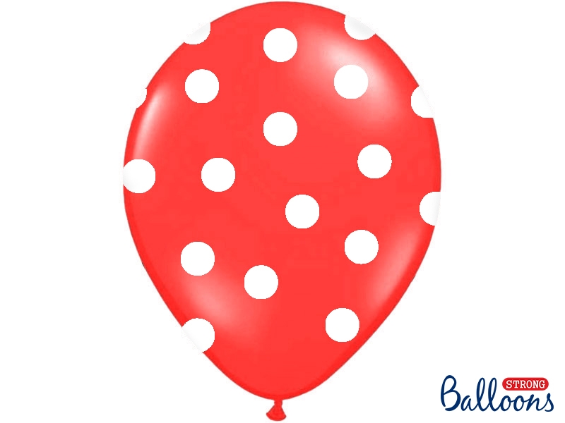 Balón červený s bielymi bodkami 30cm
