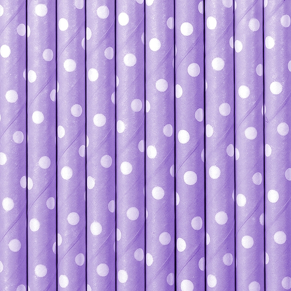 Slamky fialové s bielymi bodkami