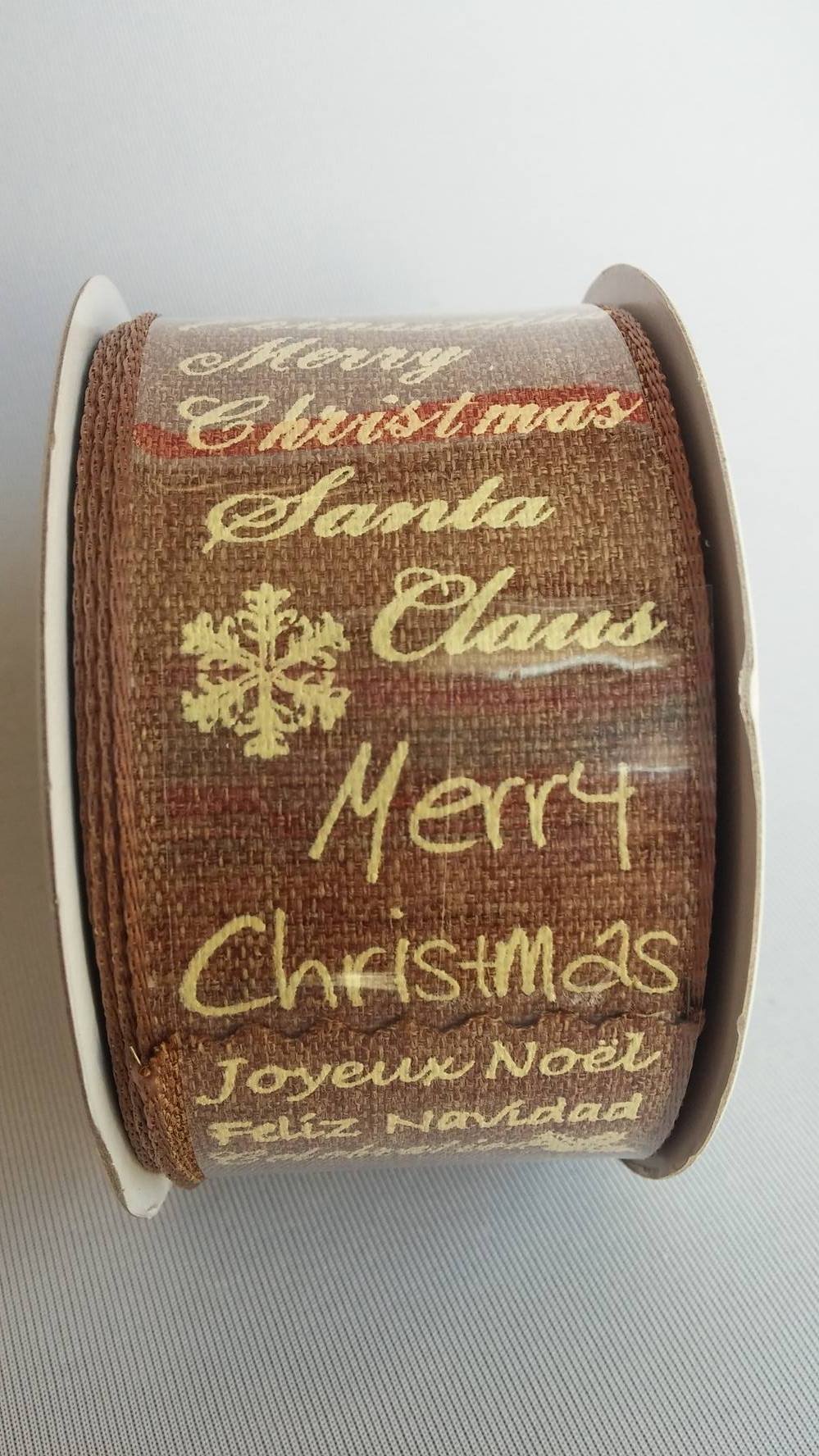 Vianočná stuha s nápisom - hnedá
