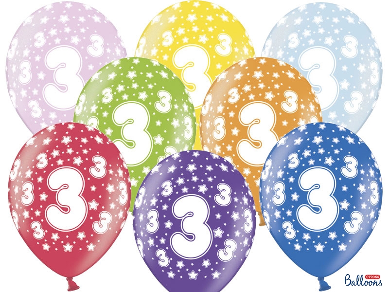 Balón narodeninový "3" 6ks