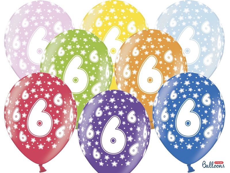 Balón narodeninový "6" 6ks