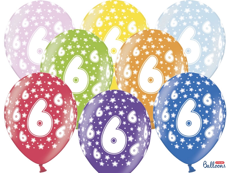 Balón narodeninový "6" 6ks